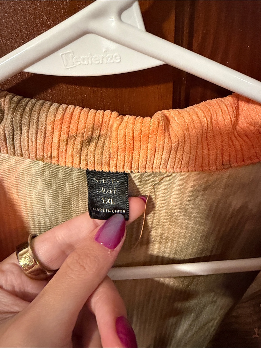 SHEIN Orange & Olive Tie-Dye Corduroy Jacket - Picture 2 of 2